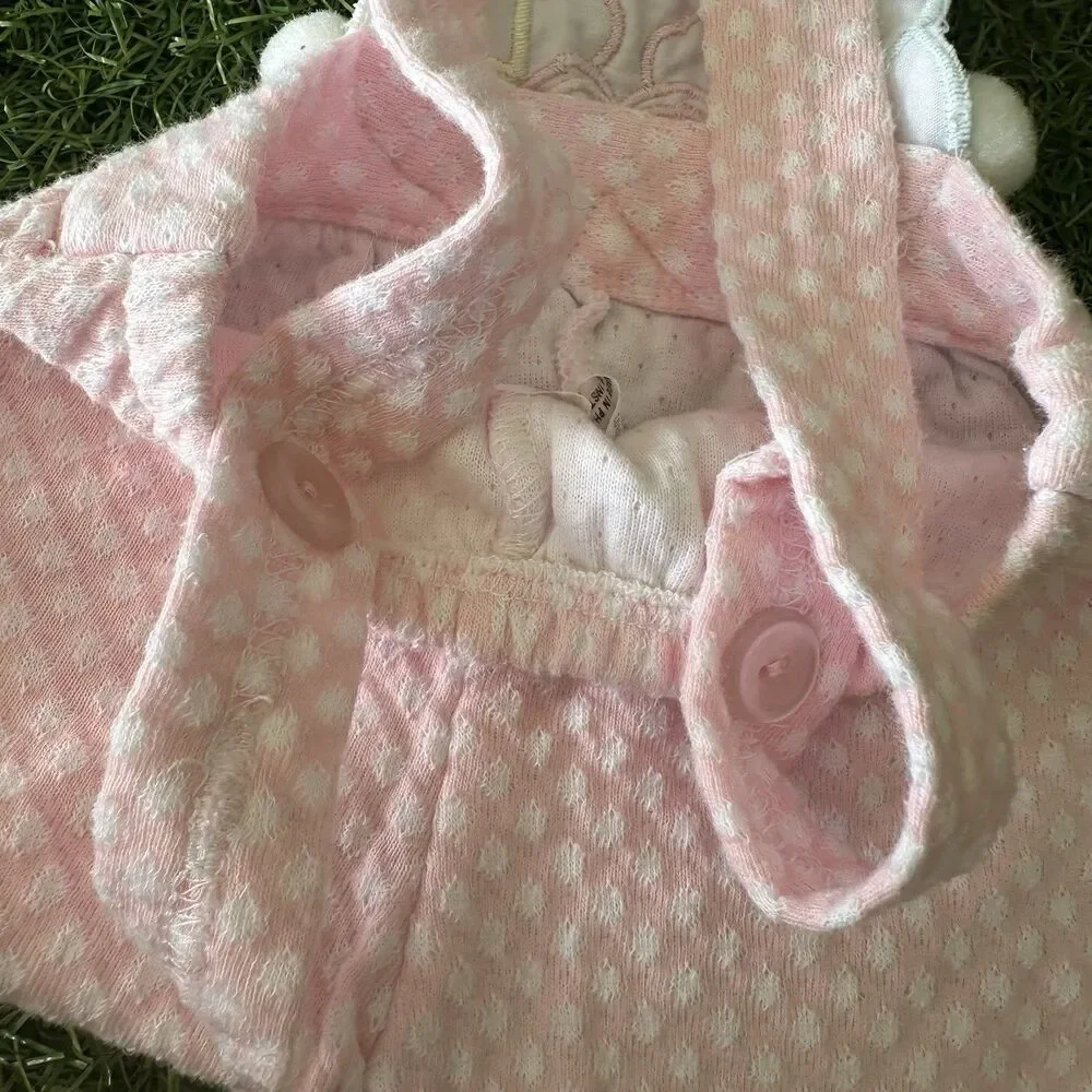 Vtg 80s Quilted Overalls Jumper Infant‎ Girls 6-9 Months Pink Bunnies Terrycloth